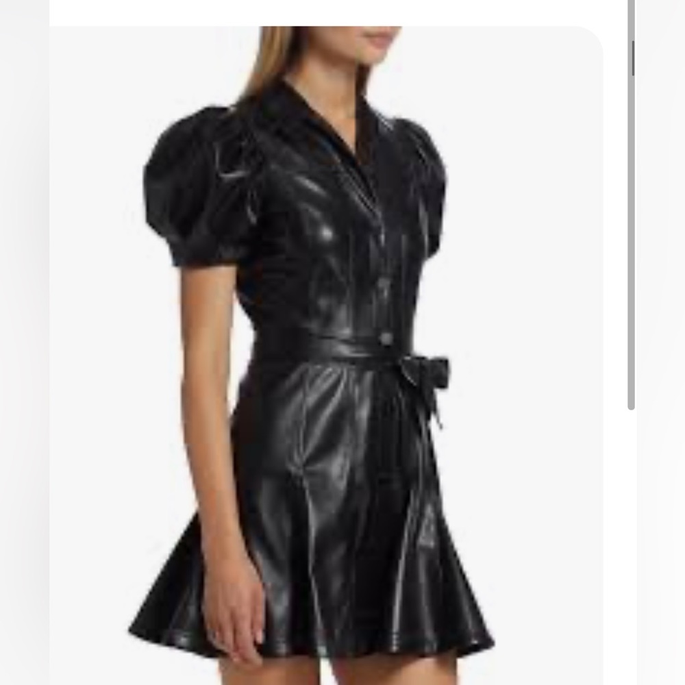 Alice & olivia Ofra black vegan leather dress size 2 NWT